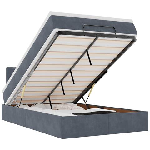 Struttura Letto Pouf Con Materasso 120x200 Cm Velluto - Foto 2