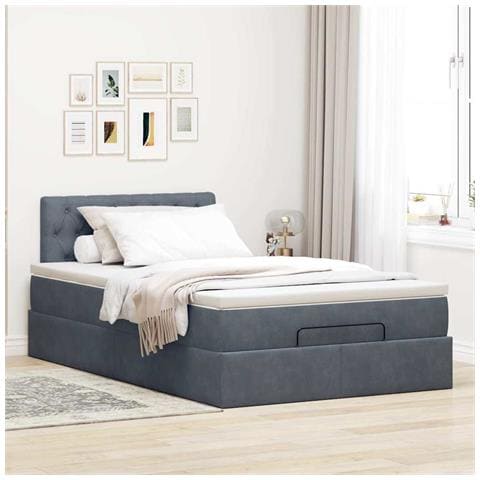 Struttura Letto Pouf Con Materasso 120x200 Cm Velluto - Foto 3