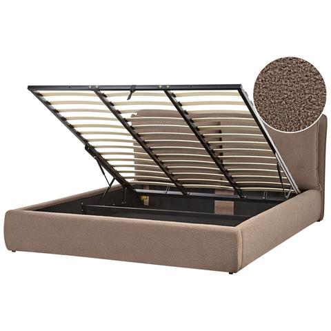 Letto Contenitore Bouclé Bajonna 180 X 200 Cm Marrone - Foto 2