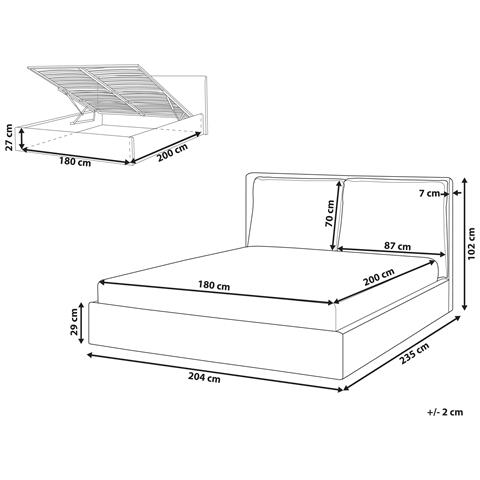 Letto Contenitore Bouclé Bajonna 180 X 200 Cm Marrone - Foto 8