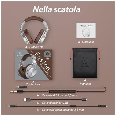 Fusion A70 Hi-Res Cuffie DJ Wireless e c /Cavo Silver /Brown - Foto 3