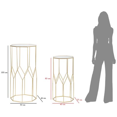 Tavolino Mf598 - Oro - Metallo - 50x46x100 Cm - Foto 7