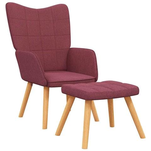 Lusso Casadino -  Poltrona Relax Con Poggiapiedi Rosso Vino In Tessuto - Foto 1