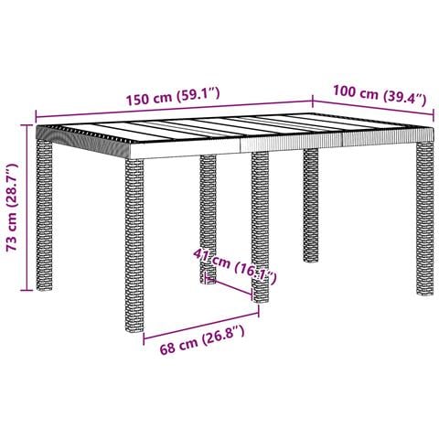 Tavolo da Giardino Antracite 150x100x73 cm in Poly Rattan - Foto 5