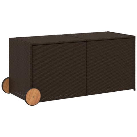 Contenitore da Giardino con Ruote Marrone 283L in Polyrattan - Foto 1
