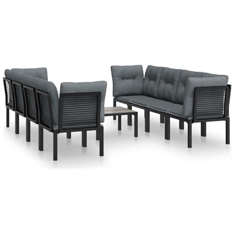 Set Salotto da Giardino 9 pz Nero e Grigio in Polyrattan - Foto 1