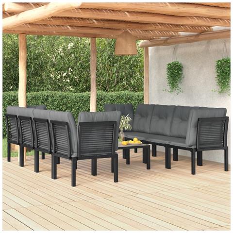 Set Salotto da Giardino 9 pz Nero e Grigio in Polyrattan - Foto 2