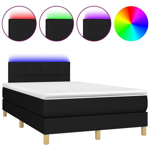 Letto a Molle con Materasso e LED Nero 120x190 cm in Tessuto - Foto 1