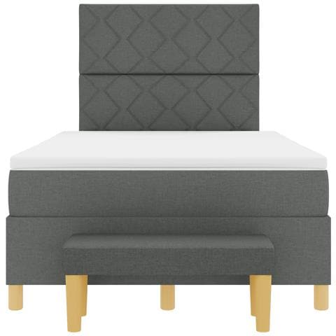 Letto con Box Spring e Panchina Grigio Scuro 120x200 cm Tessuto - Foto 9
