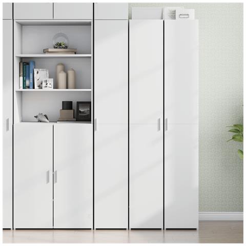 Credenza Bianca 30x42,5x185 cm in Legno Multistrato - Foto 2