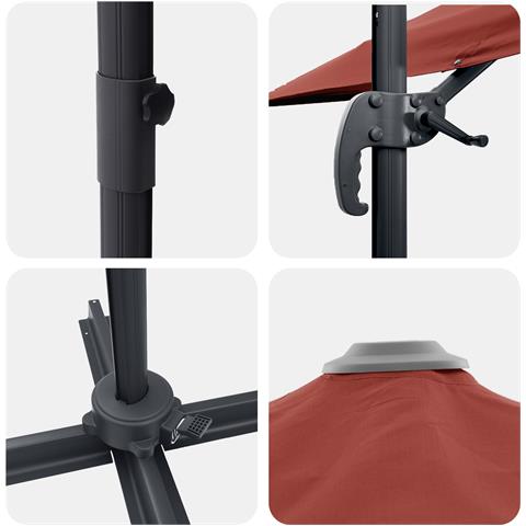 Ombrellone da Patio Terracotta Poliestere Grande - Foto 9