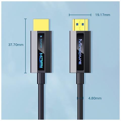 Cavo Hdmi In Fibra Ottica 4k 60hz - Cavo Hdmi 2.0 Ad Alta Velocità Per Pc, Tv, Proiettore 5 M - Foto 2