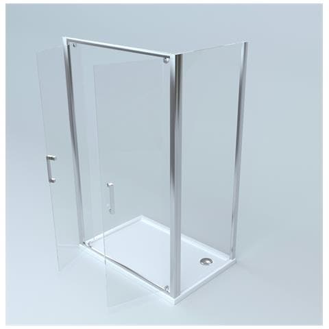Box Doccia 2 Lati 90x90 Cm Fisso + Due Battenti Cromato - Foto 1