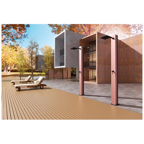 Imex Doccia Piscine In Acciaio 316 Rosa Corallo E Nero Opaco Con Rubinetto Monovia E Diffusore Anticalcare Modello Phoenix - Foto 1