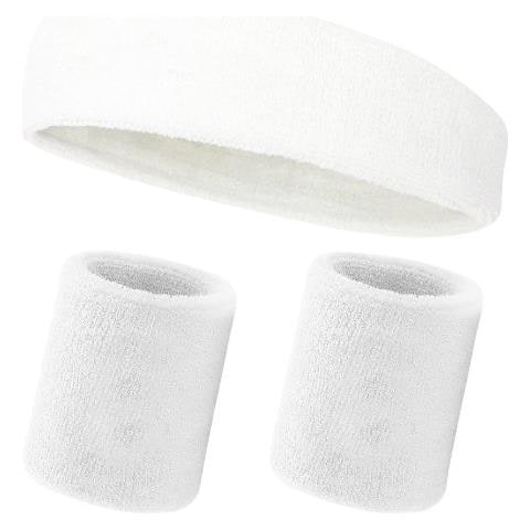 Set Fascia E Polsini Sportivi - Traspirante, Assorbi-sudore E Confortevole White - Foto 1