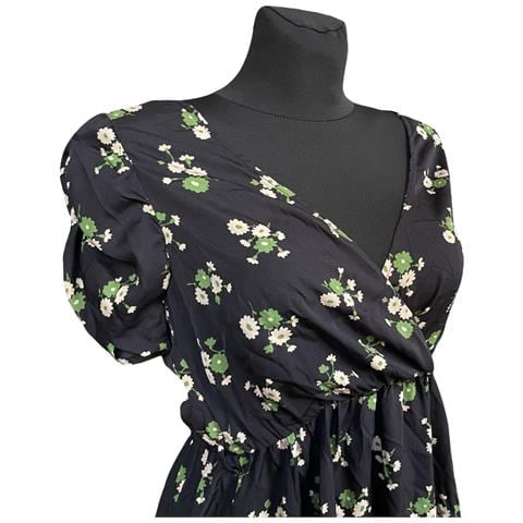 Abito Al Ginocchio Elegante Comodo Nero A Fiori Taglia 40 - Foto 4