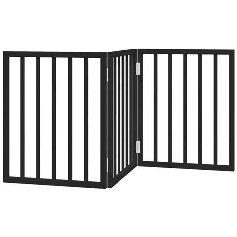 Cancello per Cani Pieghevole 3 Pannelli Nero 150cm Legno Pioppo - Foto 1