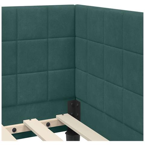 Cornice del letto ad angolo Verde scuro 90 x 190 cm Velluto - Foto 9