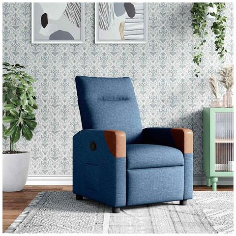 Poltrona Reclinabile Blu in Tessuto - Foto 2