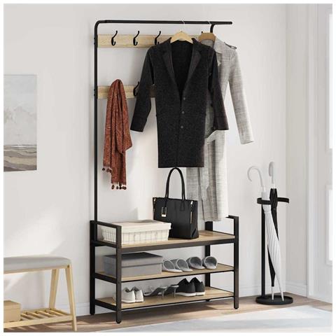 Appendiabiti rovere sonoma 95 x 34 x 184 cm Legno multistrato - Foto 2