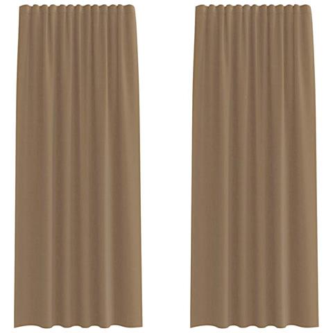 Tende in Voile con Tasche per Aste 2 pz Marrone Chiaro - Foto 1