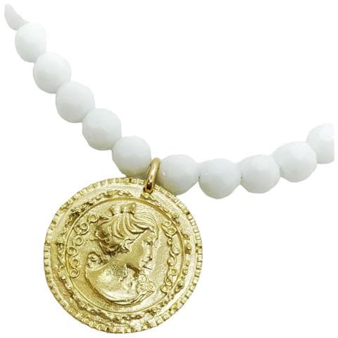 Collana In Cristallo Bianco E Moneta Gd In Oro - Foto 2