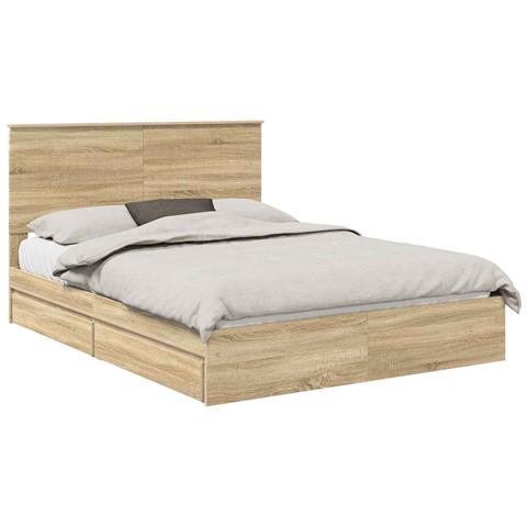 Letto con Contenitore con testiera Rovere Sonoma 150 x 200 cm - Foto 1