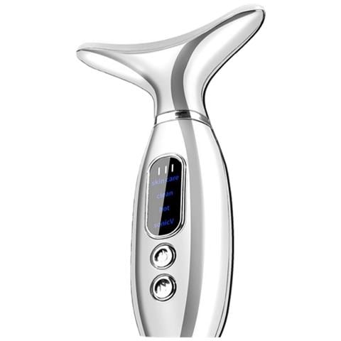 Massaggiatore Vibrante Riscaldato Per Collo E Viso, Ricaricabile Usb, Termoterapia A Temperatura Costante Silver - Foto 1