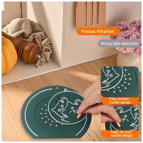 Copertura Per Scarico A Pavimento 2-in-1 Per Bagno - Tappo Di Scarico Antiodore In Silicone E Raccoglicapelli Black - Foto 2