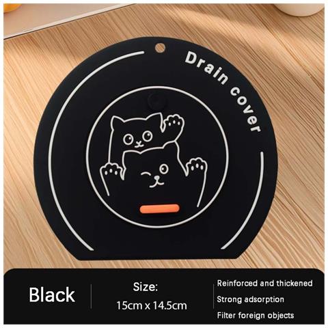 Copertura Per Scarico A Pavimento 2-in-1 Per Bagno - Tappo Di Scarico Antiodore In Silicone E Raccoglicapelli Black - Foto 4