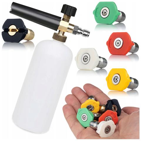Set Di Ugelli Per Idropulitrice Con Schiumogeno 1000ml - 5 Ugelli (0°, 15°, 25°, 40°, 60°) | Max 250 Bar, 60°c | Compatibile Con, Lavor - Foto 1