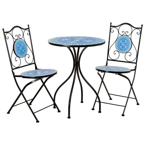 Set Tavolo E 2 Sedie In Metallo Multicolore, 60x60x75h Cm, 38x46x90h Cm - Foto 1