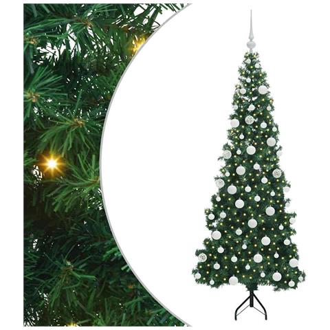 Albero di Natale Artificiale Angolare con 300 LED Verde 180 cm - Foto 1