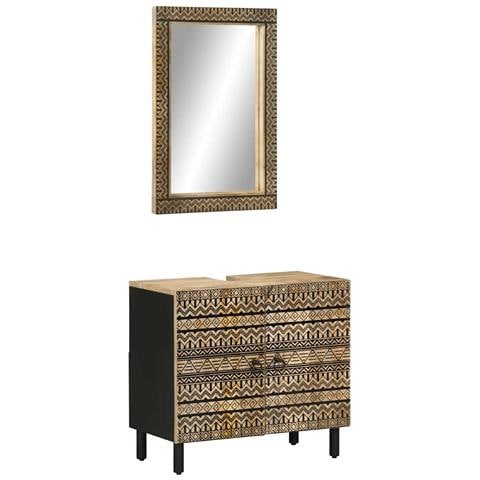 Set Mobili da Bagno 2pz in Legno Massello di Mango - Foto 1