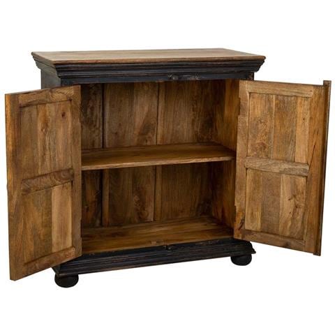 Mobile Da Ingresso Fatto A Mano In Legno, Vetro E Metallo Con 2 Ante Marroni 90x40x90 - Foto 2