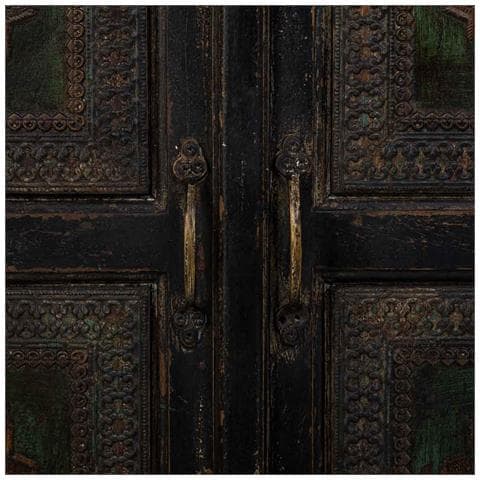 Mobile Da Ingresso Fatto A Mano In Legno, Vetro E Metallo Con 2 Ante Marroni 90x40x90 - Foto 8