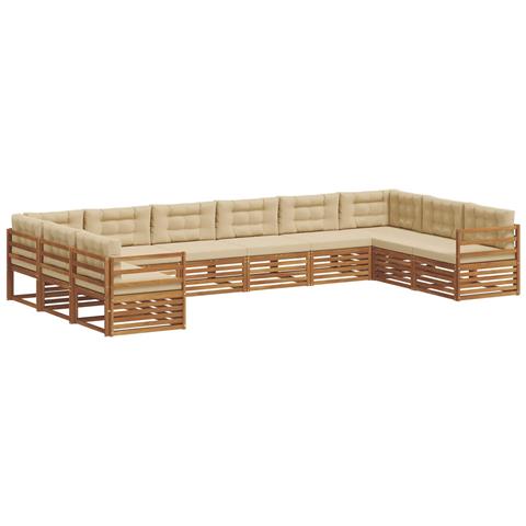 Set divani 10 pcs Naturale e Beige Legno di Acacia Massello - Foto 1