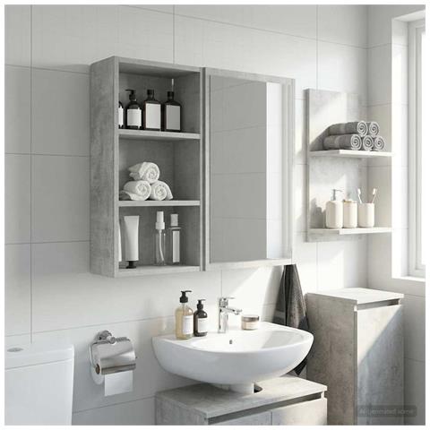 Armadio da bagno a muro Grigio Cemento 30 x 16 x 62,5 cm - Foto 2