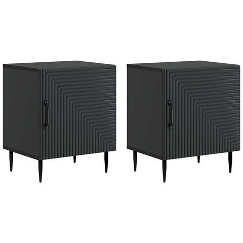 Armadio da Notte 2 pcs Nero 43 x 34,5 x 50 cm - Foto 1