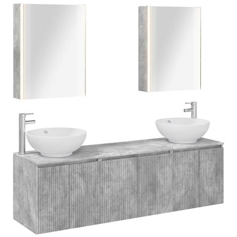 Set di Armadi da Bagno 5 pcs Grigio Cemento - Foto 1