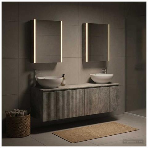 Set di Armadi da Bagno 5 pcs Grigio Cemento - Foto 2