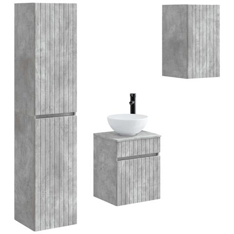 Set di mobili per il bagno 3 pz Grigio Cemento - Foto 1