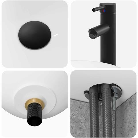Set di mobili per il bagno 3 pz Grigio Cemento - Foto 10