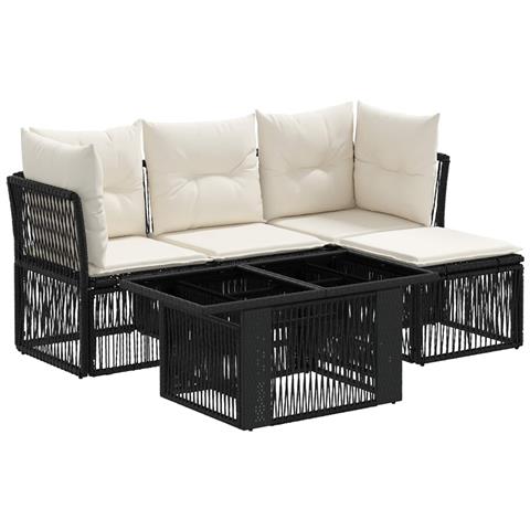 Set Divano da Giardino 5 pz Nero polyrattan - Foto 1