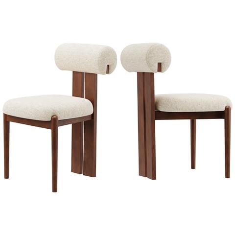 Set Di 2 Sedie Da Pranzo Schienale Cilindrico 50x61.5x78.5cm - Beige - Foto 1
