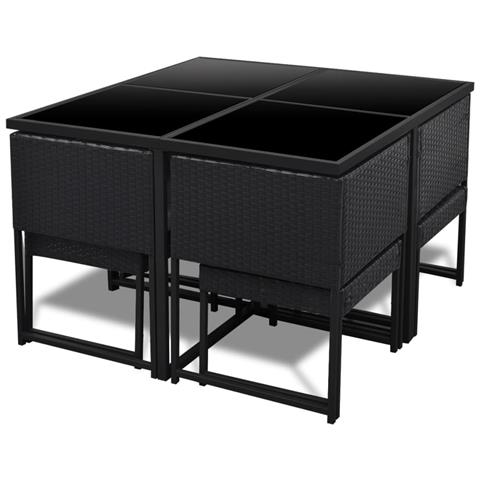 Set Tavolo E Sedie Per Esterni 21 Pz In Polirattan Leggero Nero - Foto 2