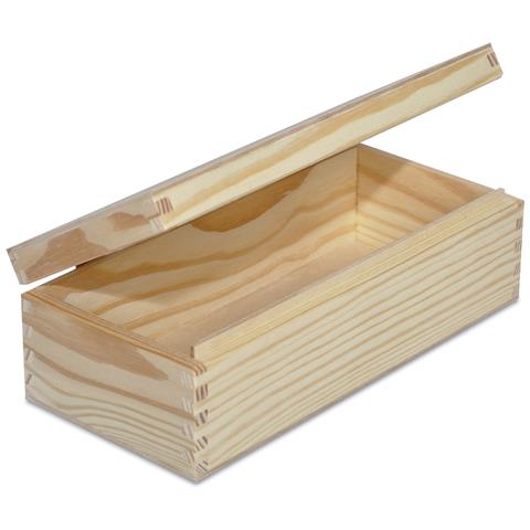 Piccola Scatola Legno Con Coperchio | 24 X 11,3 X 7,2 Cm | Legno Chiusura | Cassetta Conteniore Portaoggetti Portagiochi Cofanetto | Perfetta Per Decoupage Documenti Giocattoli Attrezzi - Foto 2