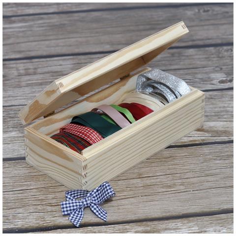 Piccola Scatola Legno Con Coperchio | 24 X 11,3 X 7,2 Cm | Legno Chiusura | Cassetta Conteniore Portaoggetti Portagiochi Cofanetto | Perfetta Per Decoupage Documenti Giocattoli Attrezzi - Foto 5