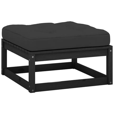 Sgabello da Giardino con Cuscino Nero in Legno Massello di Pino - Foto 2