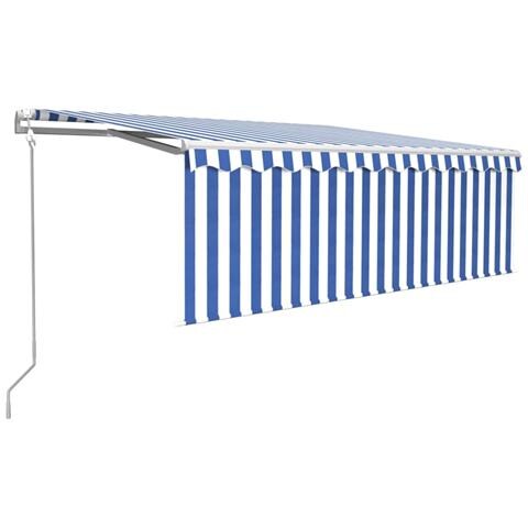 Tenda Automatica Parasole Sensore Vento E Led 4x3m Blu E Bianca - Foto 1